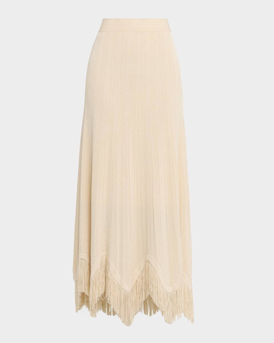 x Lani Lynn Scalloped Fringe-Hem Knit Maxi Skirt